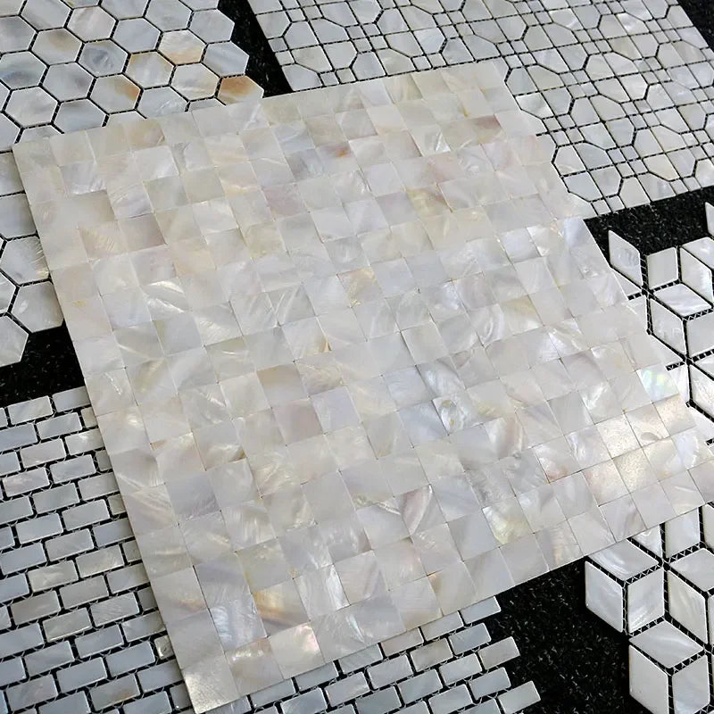 1pc Shell Mosaic Tile Natural White Mother of Pearl Wall Backsplash Bathroom Tiles sheet white beige