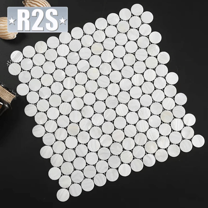 Natural shell Round White Mother of Pearl Background Wall Tile Sticker Hotel Restaurant Placemat Mosaic Honeycomb Home Decor