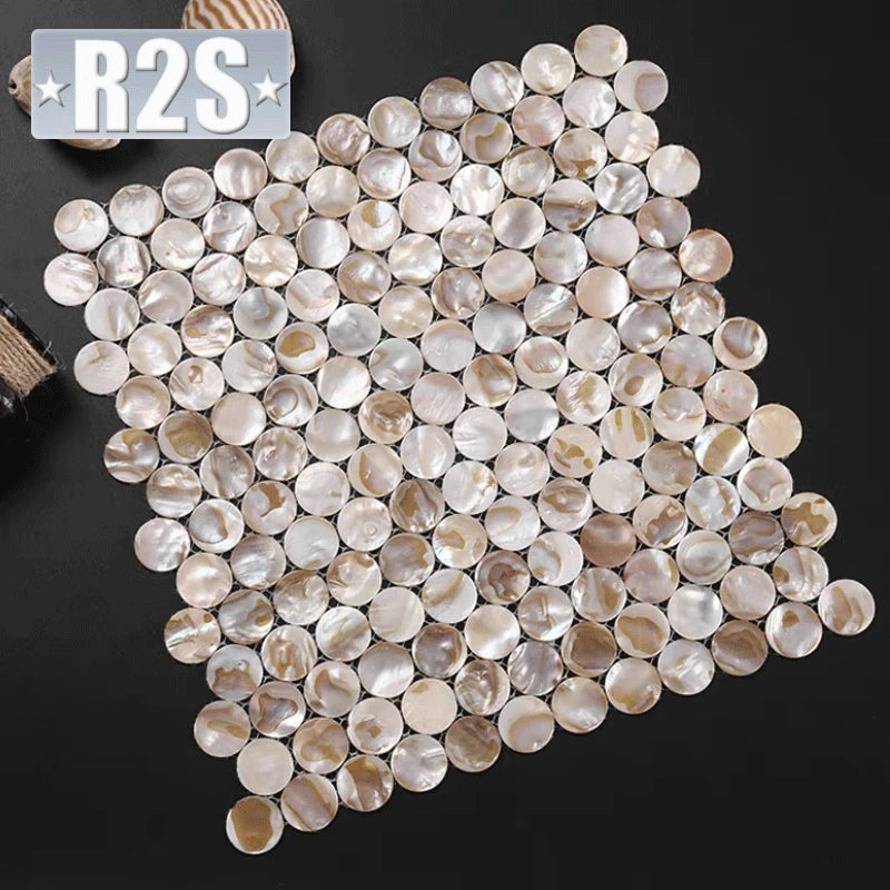 Natural shell Round White Mother of Pearl Background Wall Tile Sticker Hotel Restaurant Placemat Mosaic Honeycomb Home Decor