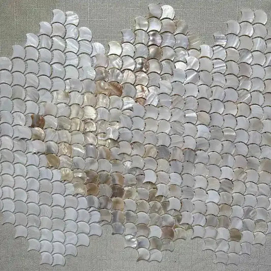 Shell Mosaic Tile Natural White Mother of Pearl Wall Backsplash Bathroom Tiles fish scale sheet kitchen fishscale