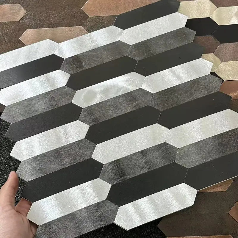 11pcs/lot Mosaic Wall Tile Peel And Stick Self Adhesive Waterproof Aluminum composite lozenge Kitchen Bath Tile Backsplash