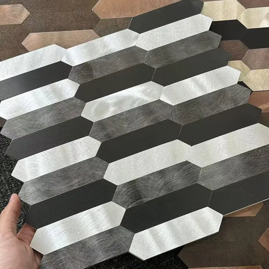11pcs/lot Mosaic Wall Tile Peel And Stick Self Adhesive Waterproof Aluminum composite lozenge Kitchen Bath Tile Backsplash
