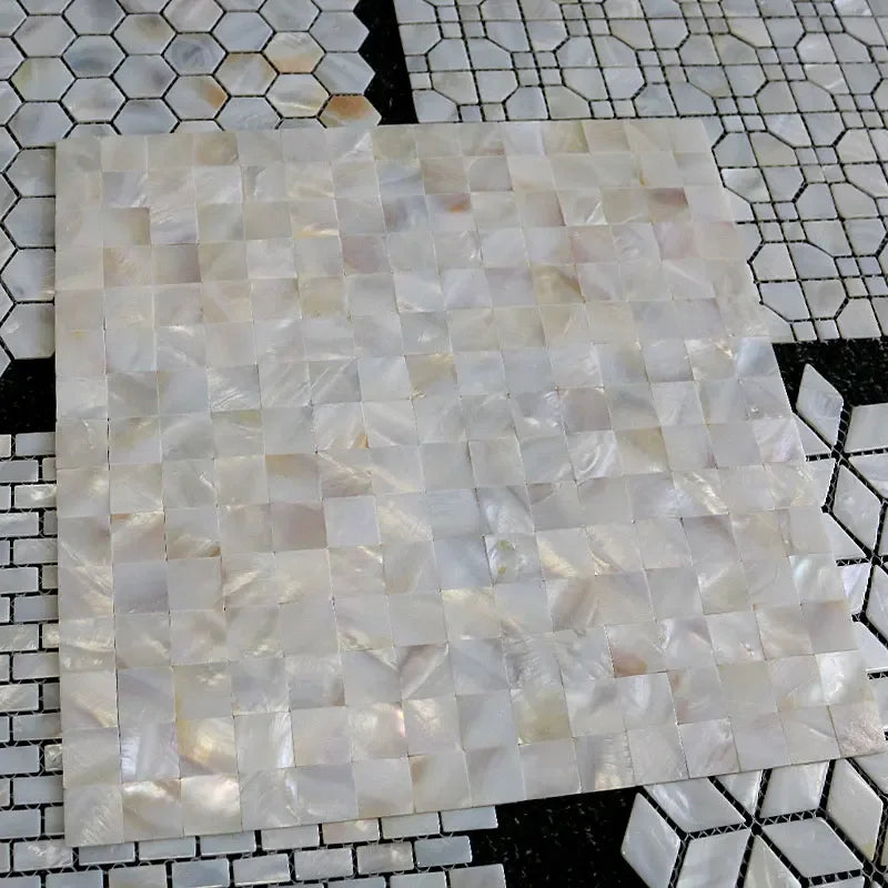 1pc Shell Mosaic Tile Natural White Mother of Pearl Wall Backsplash Bathroom Tiles sheet white beige