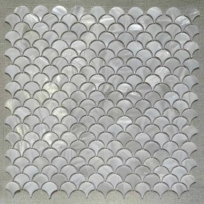 Shell Mosaic Tile Natural White Mother of Pearl Wall Backsplash Bathroom Tiles fish scale sheet kitchen fishscale