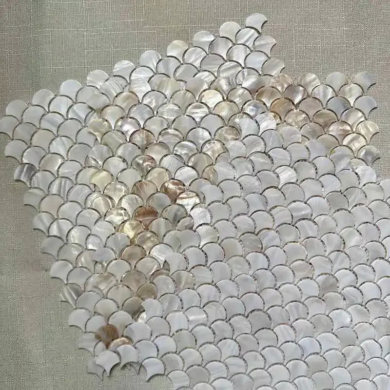 Shell Mosaic Tile Natural White Mother of Pearl Wall Backsplash Bathroom Tiles fish scale sheet kitchen fishscale