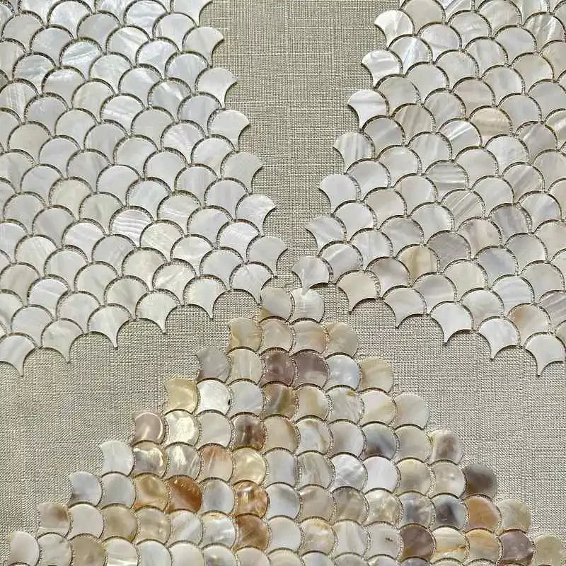 Shell Mosaic Tile Natural White Mother of Pearl Wall Backsplash Bathroom Tiles fish scale sheet kitchen fishscale