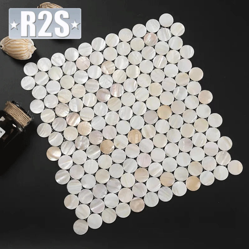 Natural shell Round White Mother of Pearl Background Wall Tile Sticker Hotel Restaurant Placemat Mosaic Honeycomb Home Decor