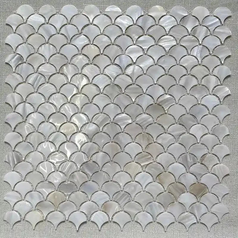 Shell Mosaic Tile Natural White Mother of Pearl Wall Backsplash Bathroom Tiles fish scale sheet kitchen fishscale